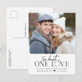 Faire-part Carte postale Fiançailles photo One Love (Devant / Derrière)