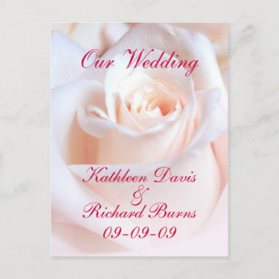 Faire-part Carte postale Fiançailles romantique Rose