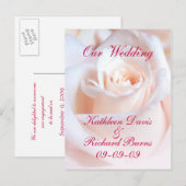 Faire-part Carte postale Fiançailles romantique Rose (Devant / Derrière)