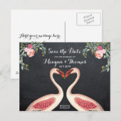 Faire-part Carte postale 'Flamingo Save the Date' style table (Devant / Derrière)