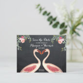 Faire-part Carte postale 'Flamingo Save the Date' style table (Debout devant)