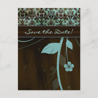 Faire-part Carte postale Fleur bleue damassée pour Sauvegarde