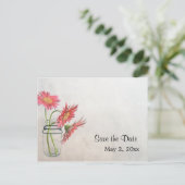 Faire-part Carte postale Fleurs de marguerite en pot Mason -  (Debout devant)
