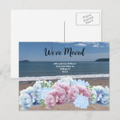 Faire-part Carte postale Fleurs de plage Nous avons déménagé (Devant / Derrière)