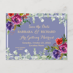 Faire-part Carte postale Fleurs violettes aquarelle Enregistr