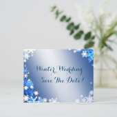 Faire-part Carte postale "Flocons de neige sauvent la date" 2 (Debout devant)