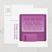 Faire-part Carte postale "Floppy Disc Save the Date", Violet (Devant / Derrière)