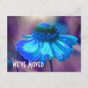 Faire-part Carte postale florale de nouvelle adresse Blue Zin
