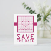 Faire-part Carte postale "Fuchsia Heart Math Graph" pour anno (Debout devant)