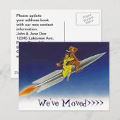 Faire-part Carte Postale Fun Retro Nous avons Déplacé Nouveau (Devant / Derrière)