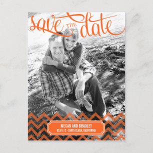 Faire-part Carte postale Funky Couple Save The Date - Orange