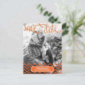 Faire-part Carte postale Funky Couple Save The Date - Orange (Debout devant)