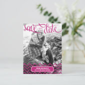Faire-part Carte postale Funky Couple Save The Date - Rose Cl (Debout devant)