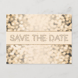 Faire-part Carte postale glamour SAVE THE DATE lumières scint