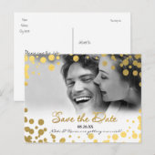 Faire-part Carte postale Gold Foil Confetti Dots Photo Save D (Devant / Derrière)