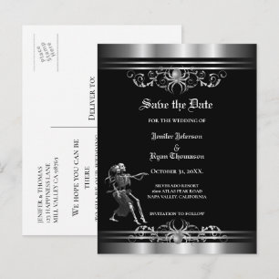 Faire-part Carte postale gothique de mariage d'Halloween pour
