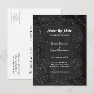 Faire-part Carte postale gothique de mariage d'Halloween pour