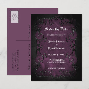 Faire-part Carte postale gothique de mariage d'Halloween pour
