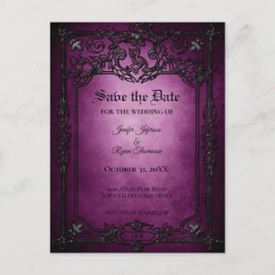 Faire-part Carte postale gothique de mariage Halloween pour a