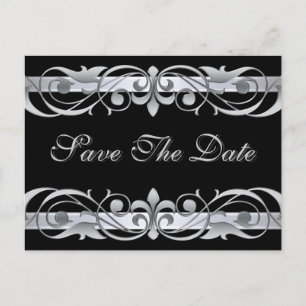 Faire-part Carte postale Grand-Duchesse Argent & Noir Enregis