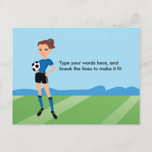Faire-part Carte postale illustrée de football féminin
