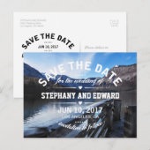 Faire-part Carte postale "Lake Mountains Stylish Save the Dat (Devant / Derrière)