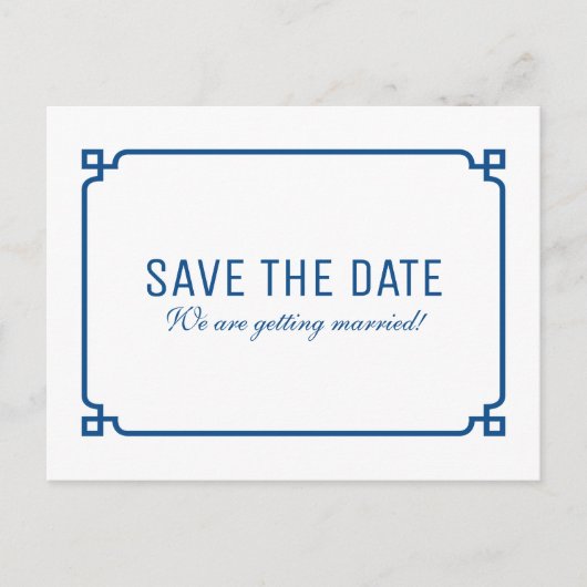 Faire-part Carte postale Lapis Blue Deco Chic Save the Date (Devant)