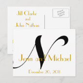 Faire-part Carte postale mariage Art Déco Gold Noir (Devant / Derrière)