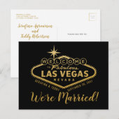Faire-part Carte postale Mariage Las Vegas - Or (Devant / Derrière)