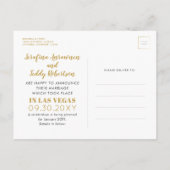 Faire-part Carte postale Mariage Las Vegas - Or (Dos)