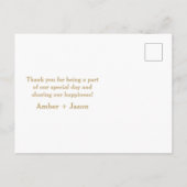 Faire-part Carte postale Mariage marine et or Merci (Dos)