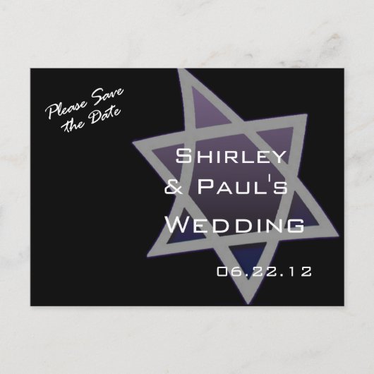 Faire-part Carte postale Mariage Star of David (Devant)
