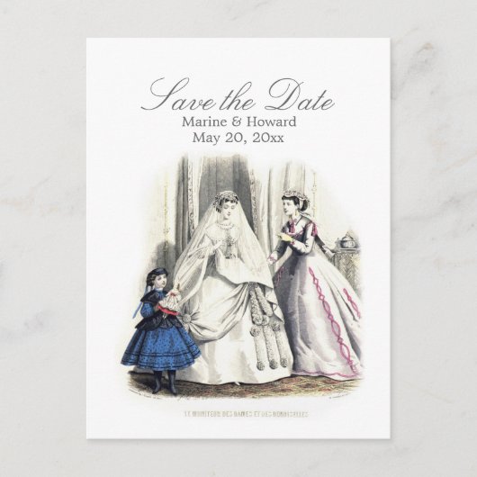 Faire-part Carte postale Mariage victorien (Save the Day) (Devant)