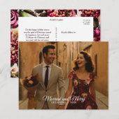Faire-part Carte postale Marié et Joyeux (Devant / Derrière)