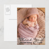 Faire-part Carte postale Merci moderne naissance bébé (Devant / Derrière)