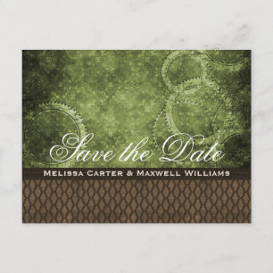 Faire-part Carte postale Métal Gear Save the Date, verte