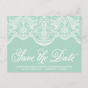 Faire-part Carte postale 'Mint Brocade Lace Save the Date'