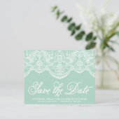 Faire-part Carte postale 'Mint Brocade Lace Save the Date' (Debout devant)