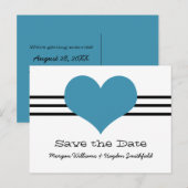 Faire-part Carte postale "Mod Heart Save the Date", Bleue (Devant / Derrière)