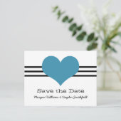 Faire-part Carte postale "Mod Heart Save the Date", Bleue (Debout devant)