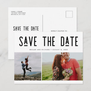 Faire-part Carte postale moderne d'annonce de date de mariage