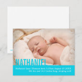 Faire-part Carte postale moderne de naissance de bébé garçon  (Devant / Derrière)