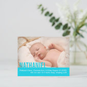 Faire-part Carte postale moderne de naissance de bébé garçon  (Debout devant)