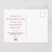 Faire-part carte postale moderne florale pour les 90 ans (Dos)