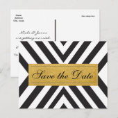 Faire-part Carte postale moderne géométrique noir blanc et or (Devant / Derrière)