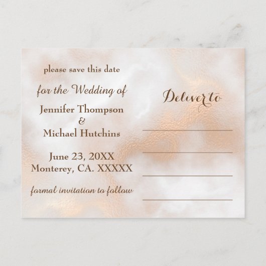 Faire-part Carte postale modifiable "Save the Date" avec text (Dos)