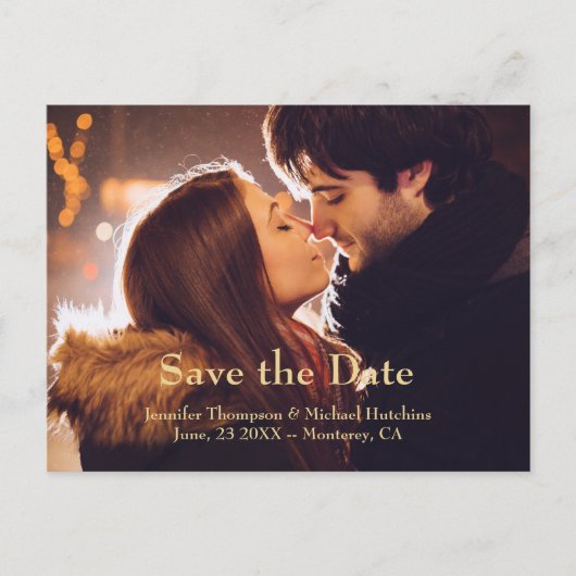 Faire-part Carte postale modifiable "Save the Date" avec text (Devant)