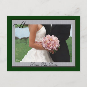 Faire-part Carte postale Monogram Green Artistic Save The Dat
