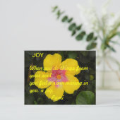 Faire-part Carte postale motivationnelle JOY Fleur tropicale  (Debout devant)
