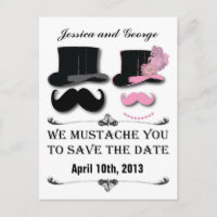 Carte postale Moustache et Chapeau Haut de Forme p